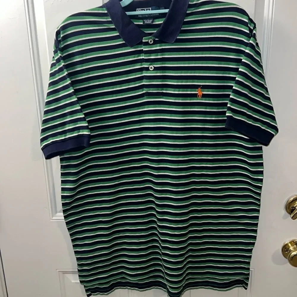 Polo Ralph Lauren shirt blue green white orange